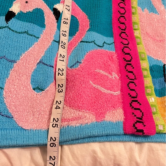 Vintage Storybook Knits Sweater Summertime Florida Flamingos Cardigan Size Small - Picture 7 of 8